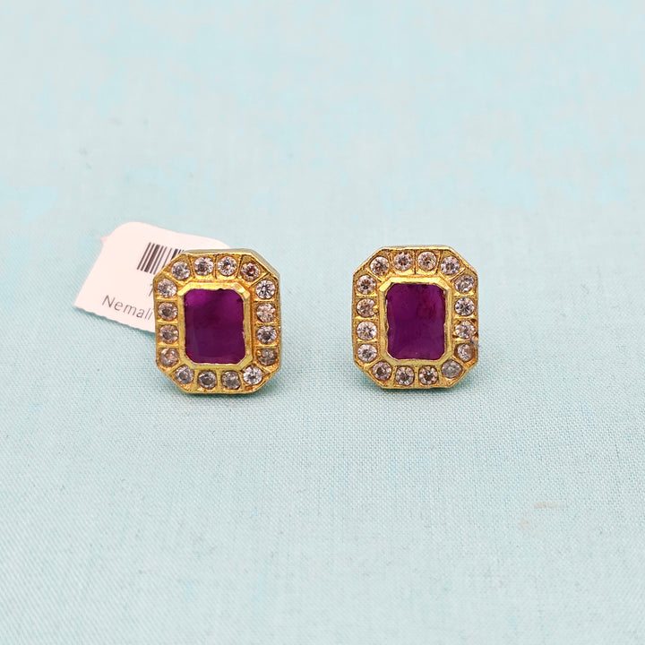 CZ Ruby Square Studs