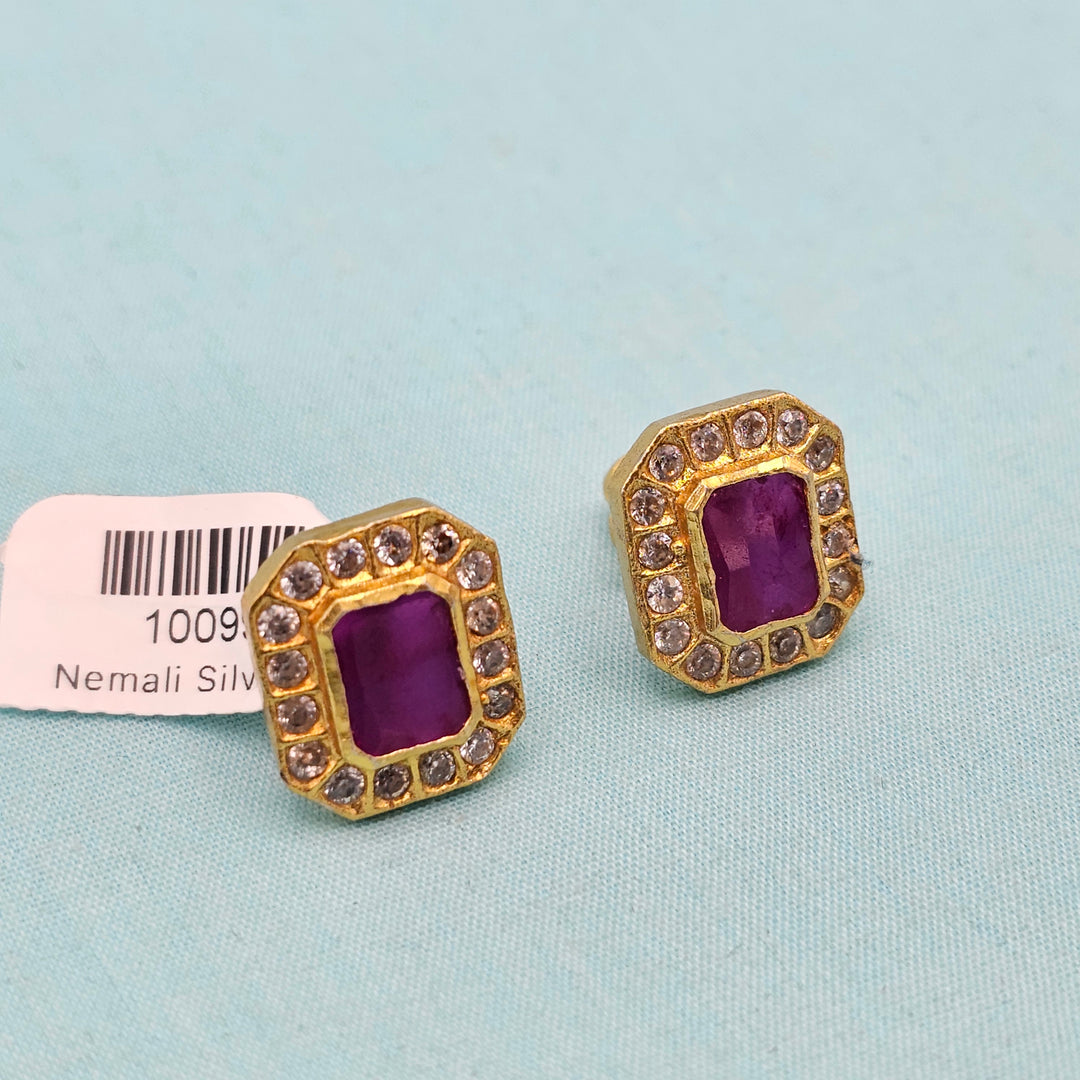 CZ Ruby Square Studs