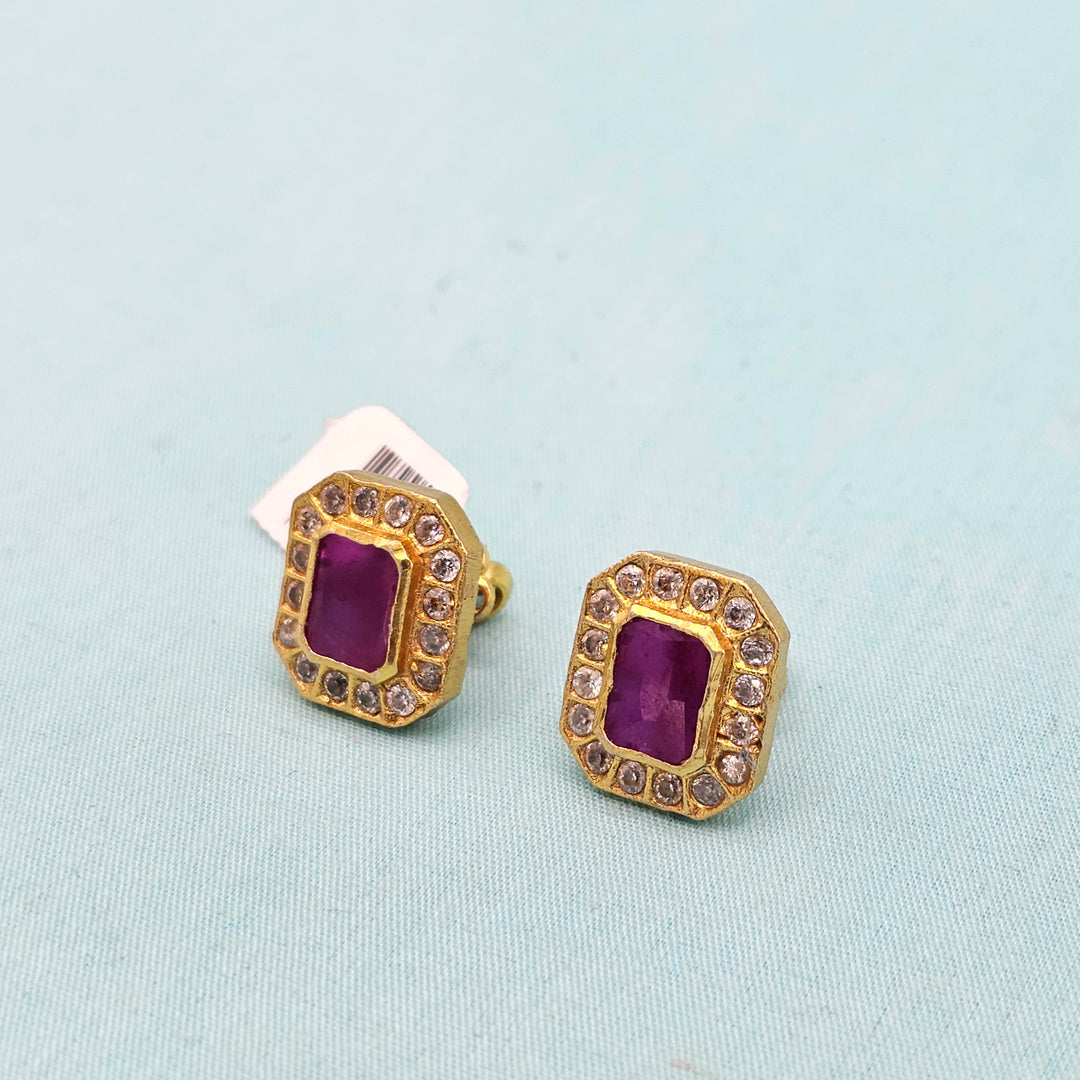 CZ Ruby Square Studs