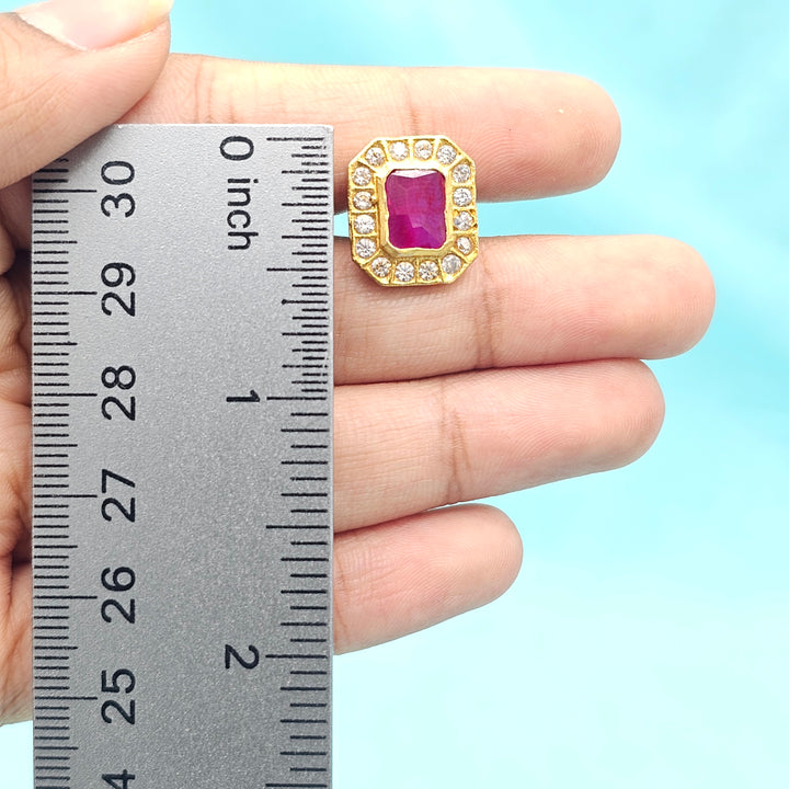 CZ Ruby Square Studs