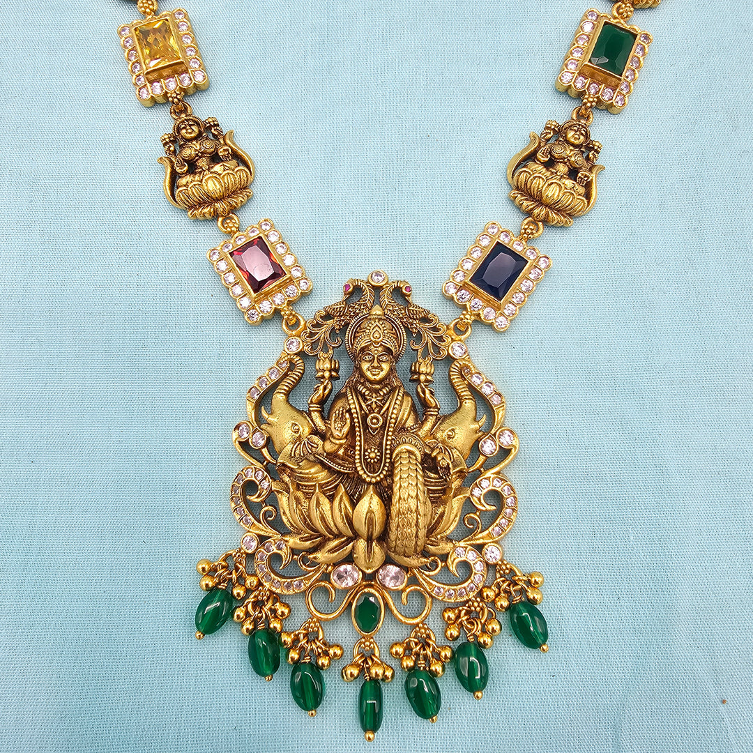 Navratna temple necklace