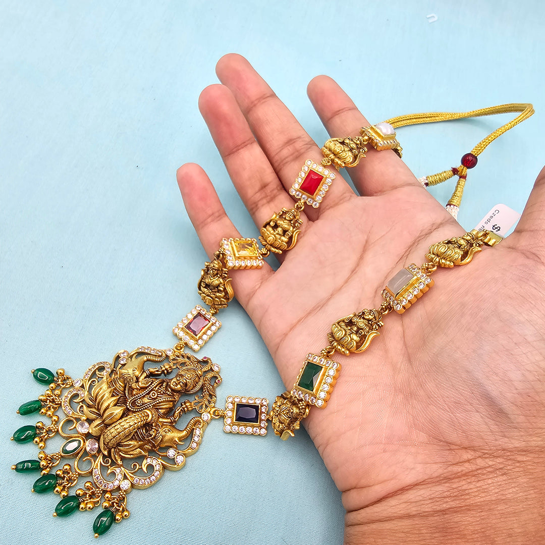 Navratna temple necklace