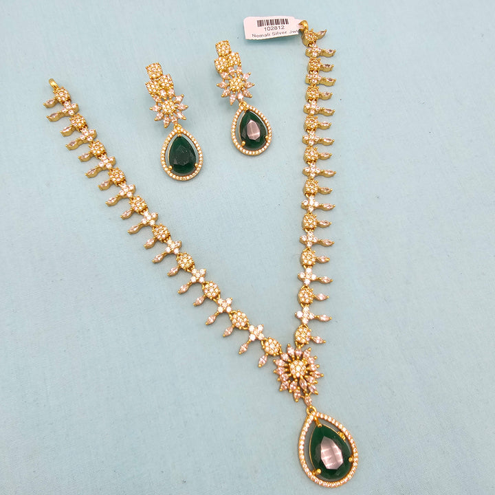 Silver CZ Necklace Set