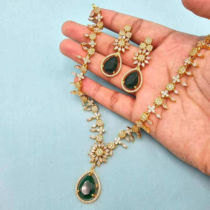 Silver CZ Necklace Set