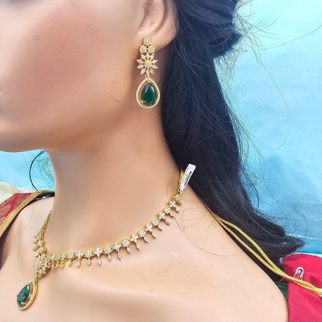 Silver CZ Necklace Set