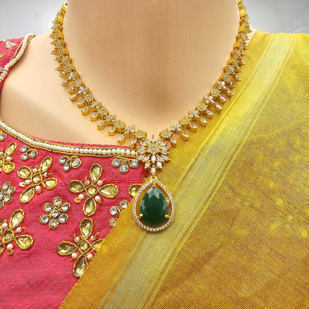 Silver CZ Necklace Set