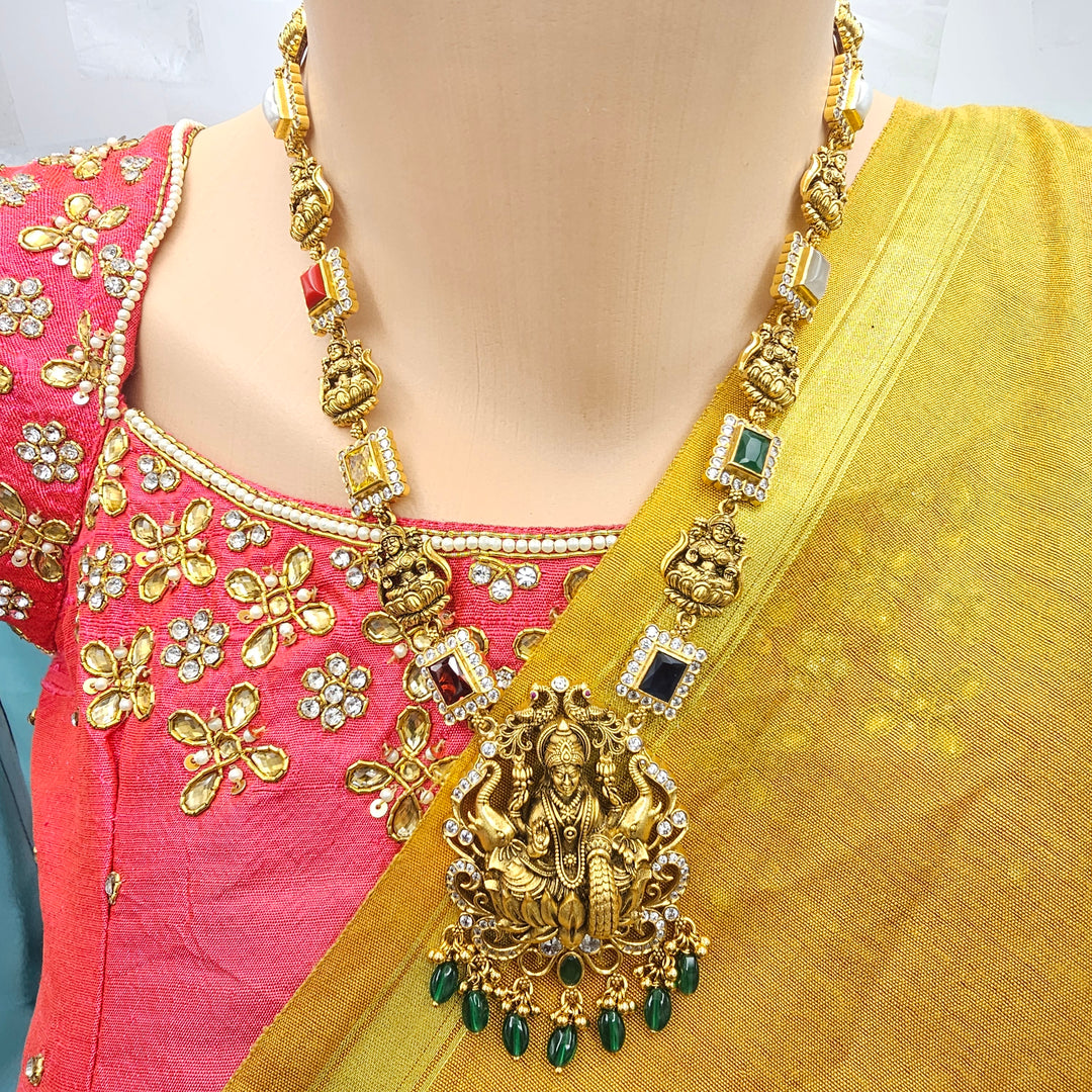 Navratna temple necklace