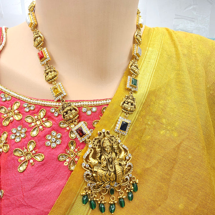 Navratna temple necklace