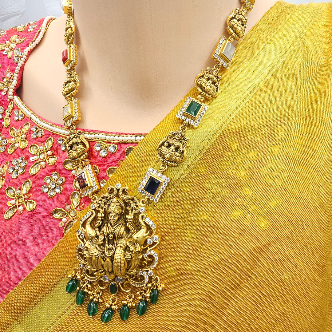 Navratna temple necklace