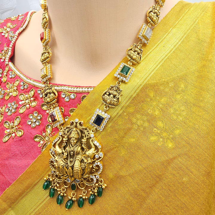 Navratna temple necklace