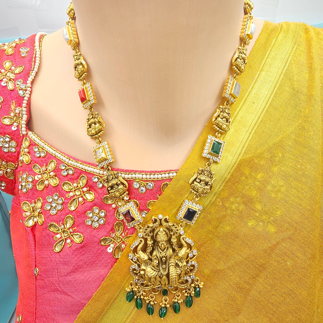 Navratna temple necklace