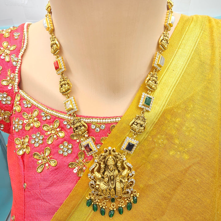 Navratna temple necklace