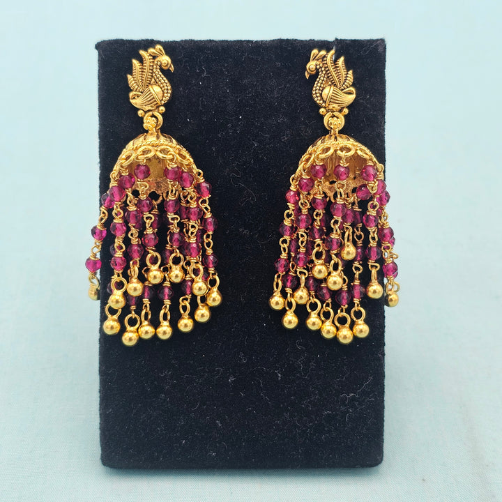 Pink Silver Jhumka
