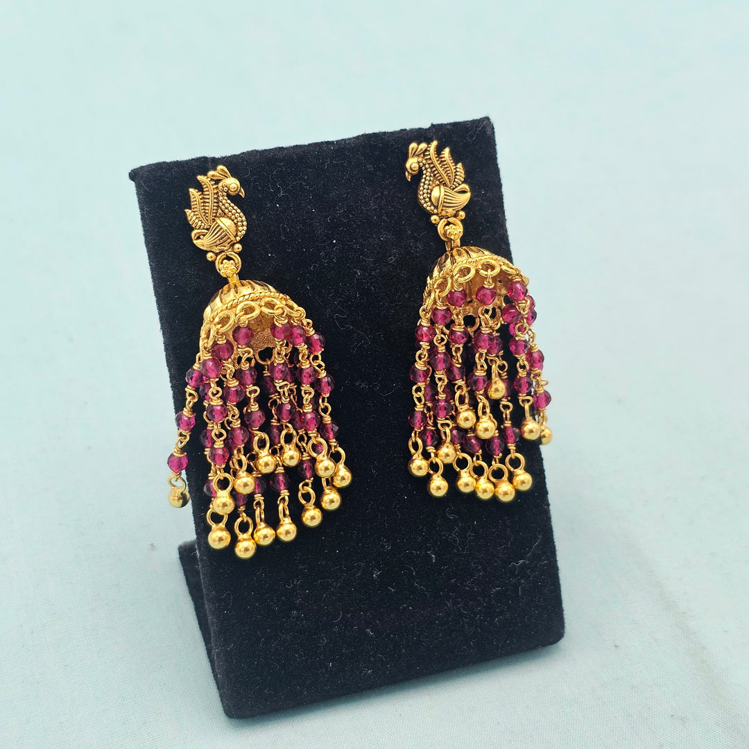 Pink Silver Jhumka