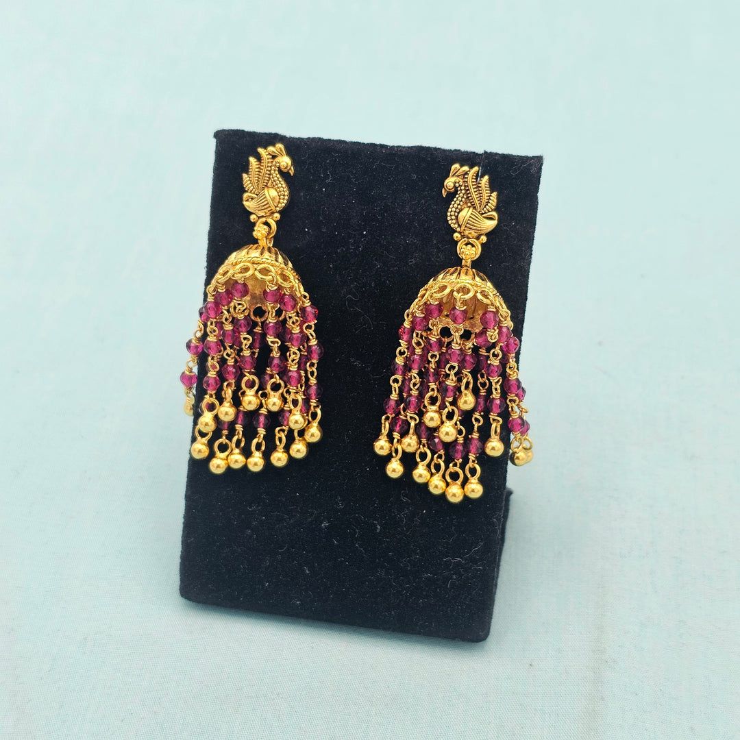 Pink Silver Jhumka