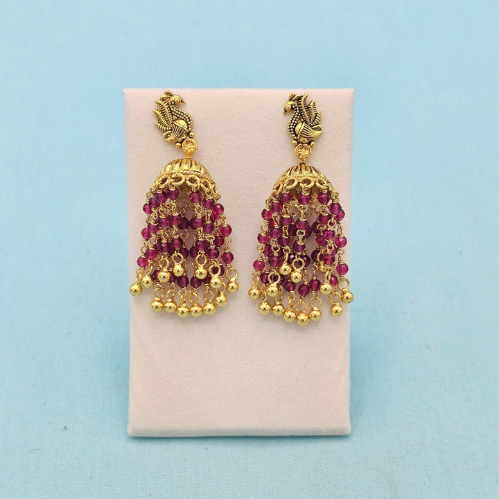 Pink Silver Jhumka