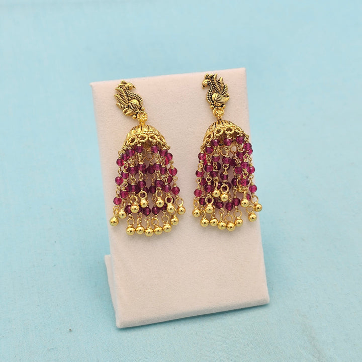 Pink Silver Jhumka