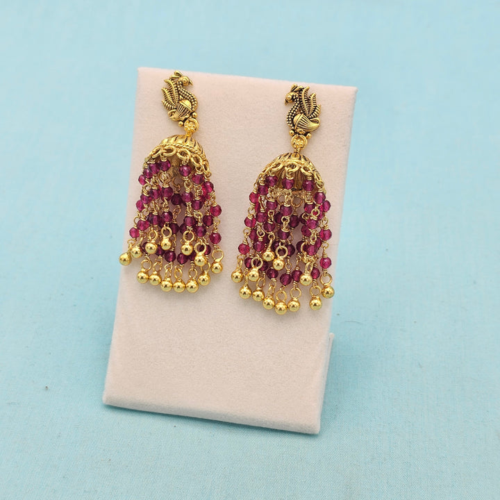 Pink Silver Jhumka