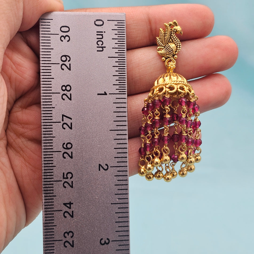 Pink Silver Jhumka