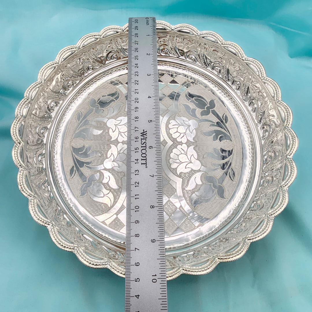 10" Silver Aarathi plate