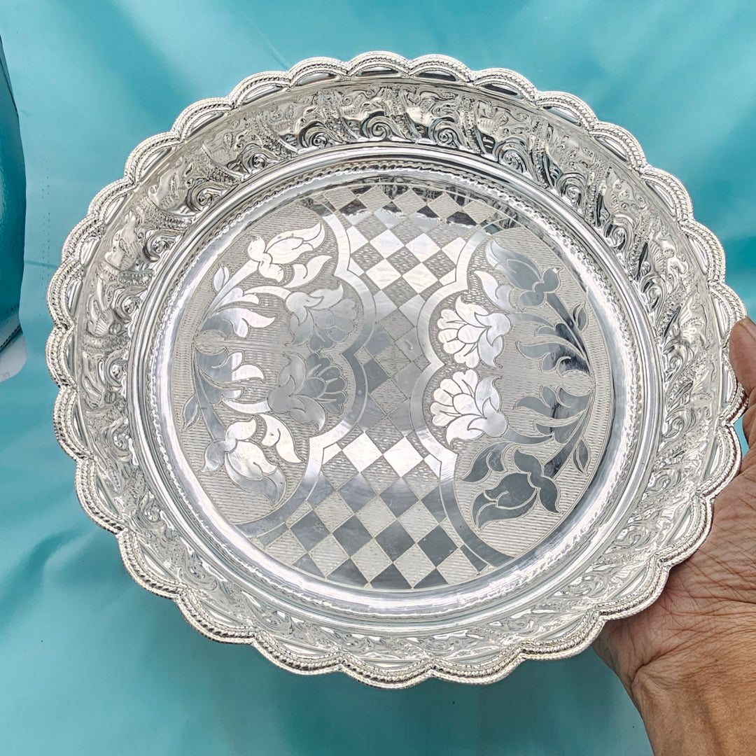 10" Silver Aarathi plate