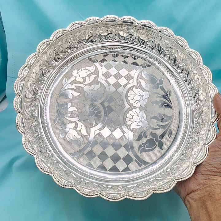 10" Silver Aarathi plate