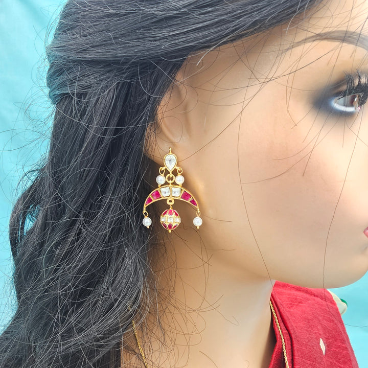 Silver Kundan earrings