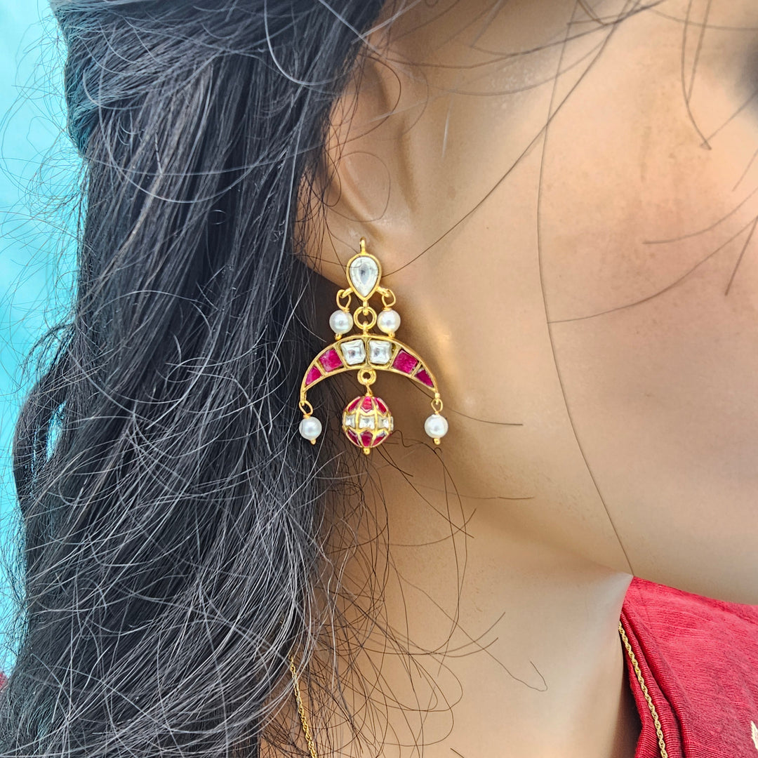 Silver Kundan earrings