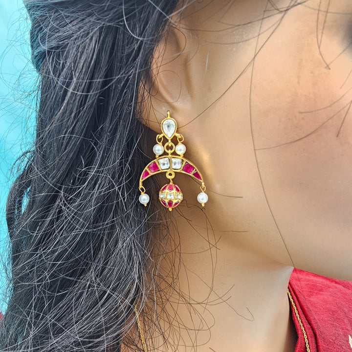 Silver Kundan earrings