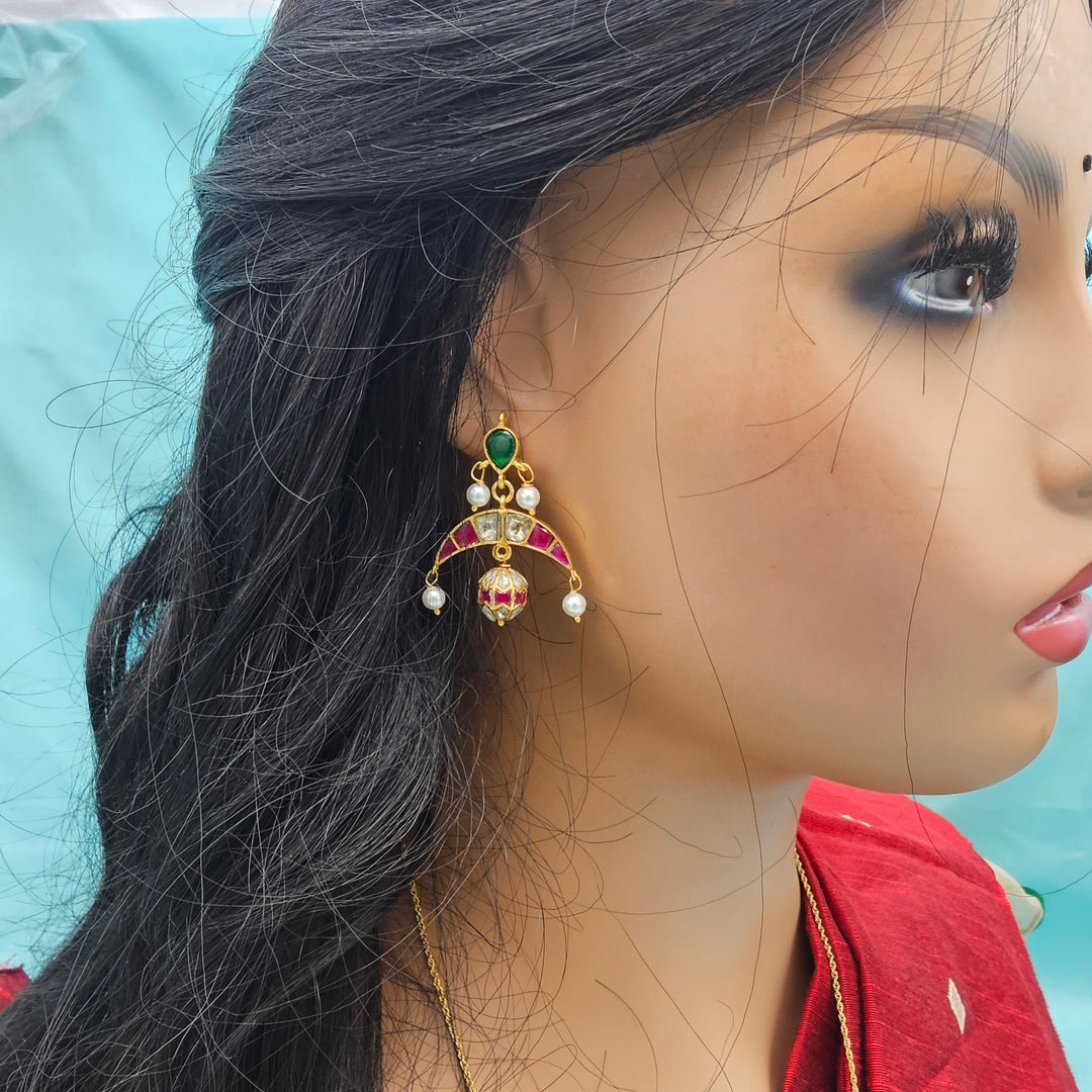 Silver Kundan earrings