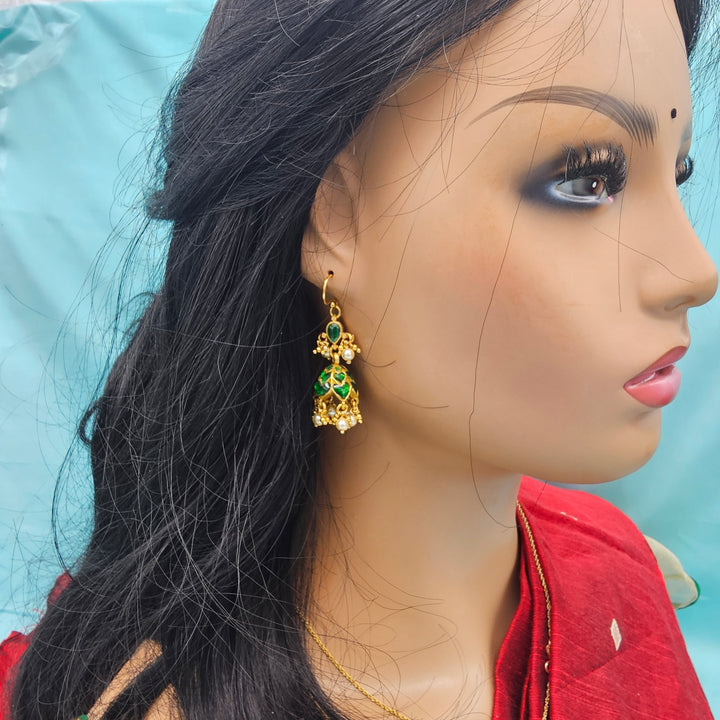 Green Kundan Jhumka