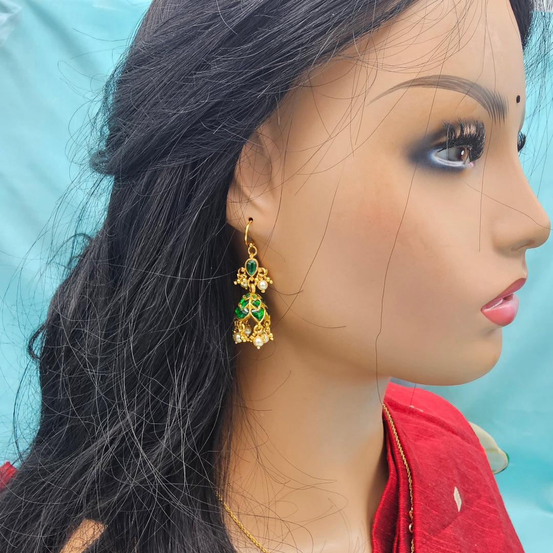 Green Kundan Jhumka