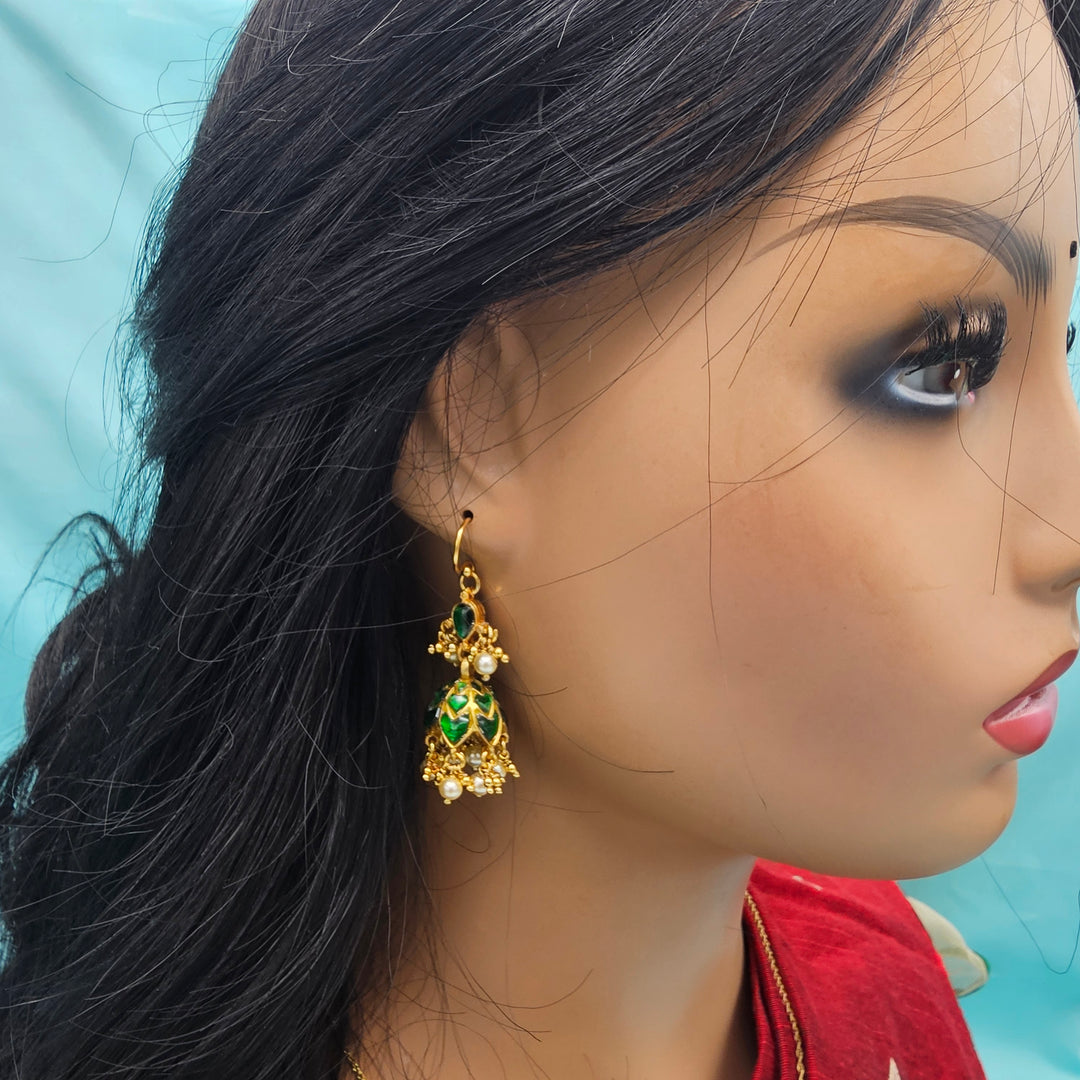 Green Kundan Jhumka