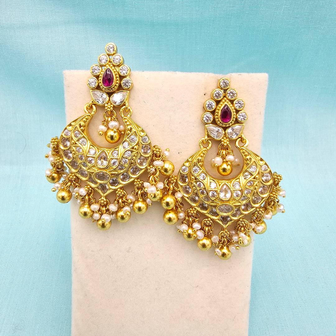 Silver CZ Chandbali