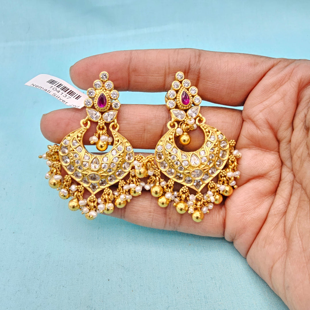 Silver CZ Chandbali