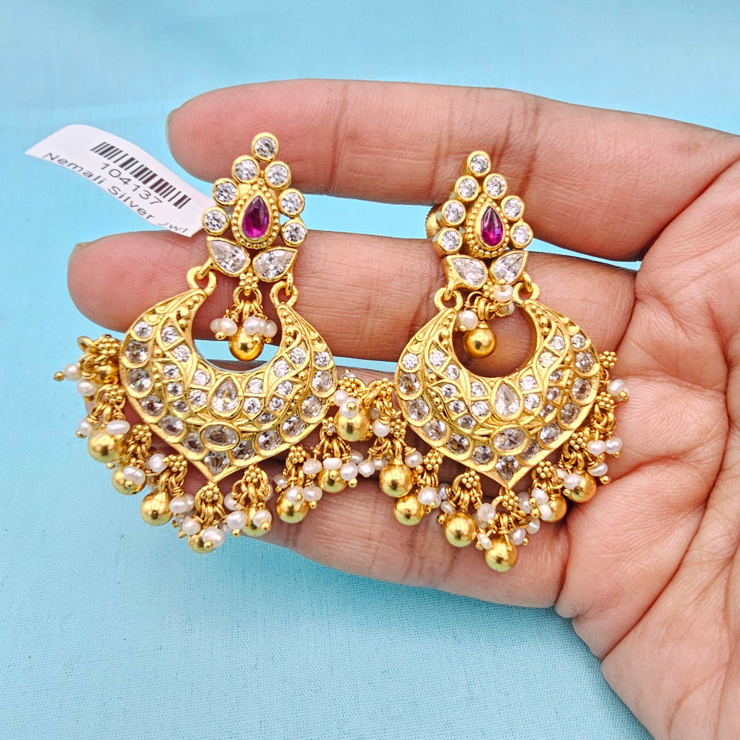 Silver CZ Chandbali