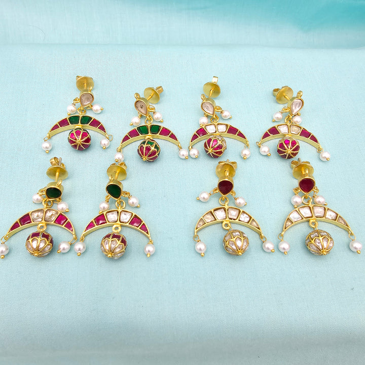 Silver Kundan earrings