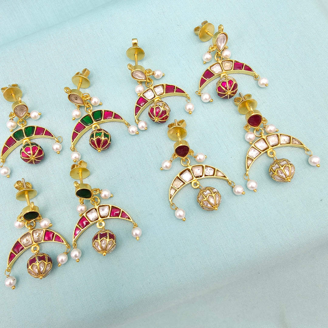Silver Kundan earrings