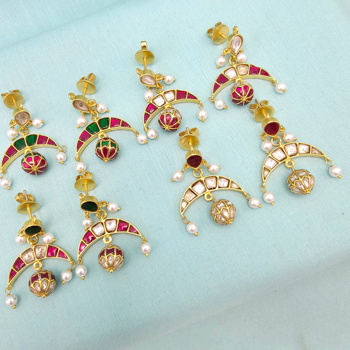 Silver Kundan earrings