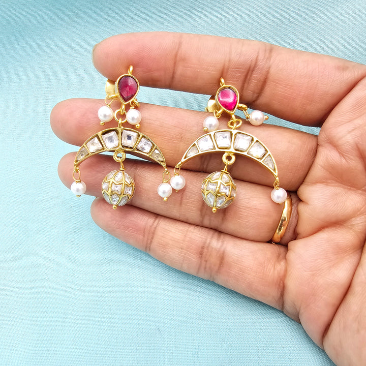 Silver Kundan earrings