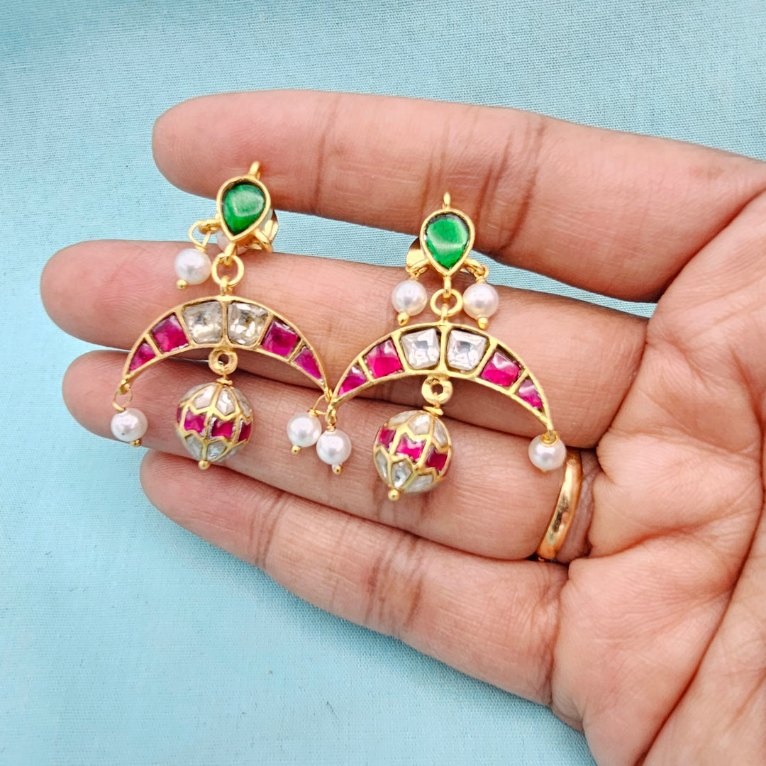 Silver Kundan earrings