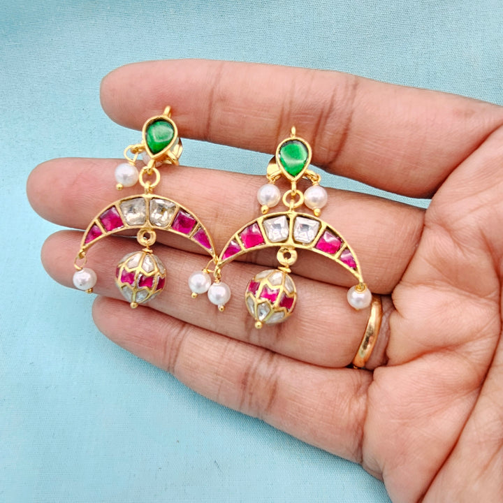 Silver Kundan earrings