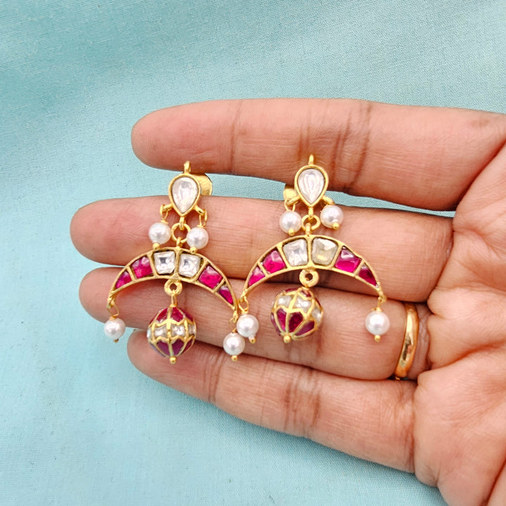 Silver Kundan earrings