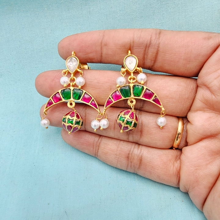 Silver Kundan earrings
