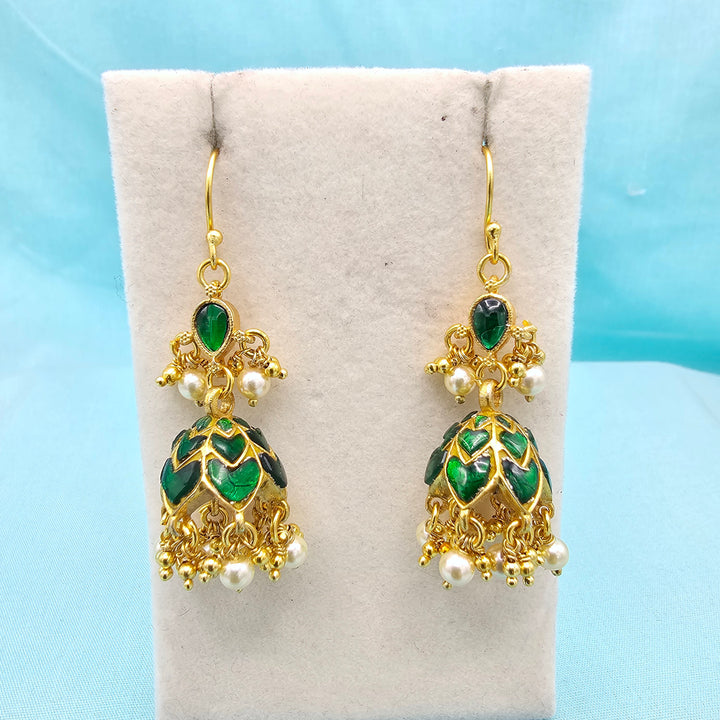 Green Kundan Jhumka