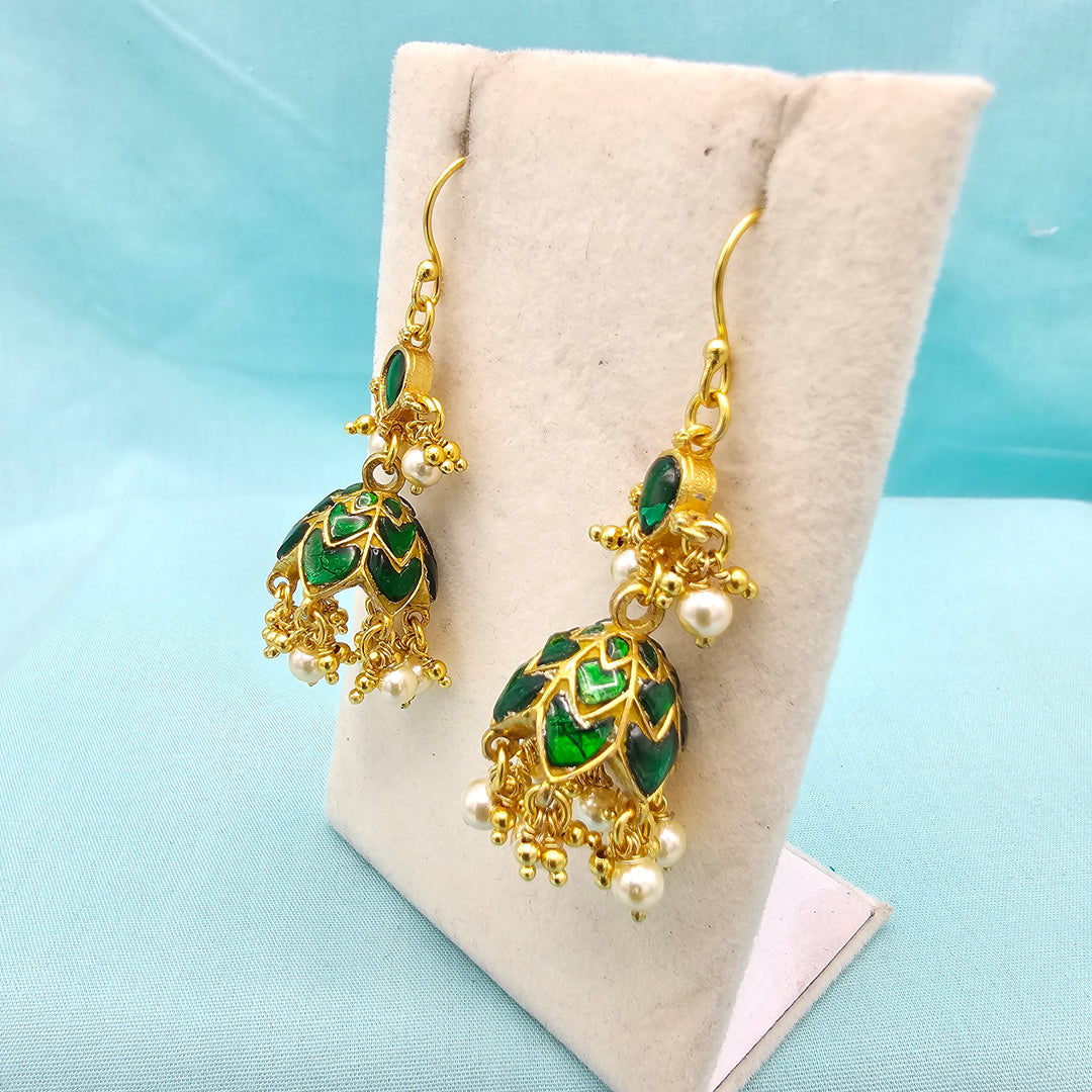 Green Kundan Jhumka