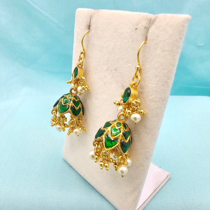 Green Kundan Jhumka