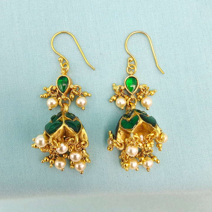Green Kundan Jhumka