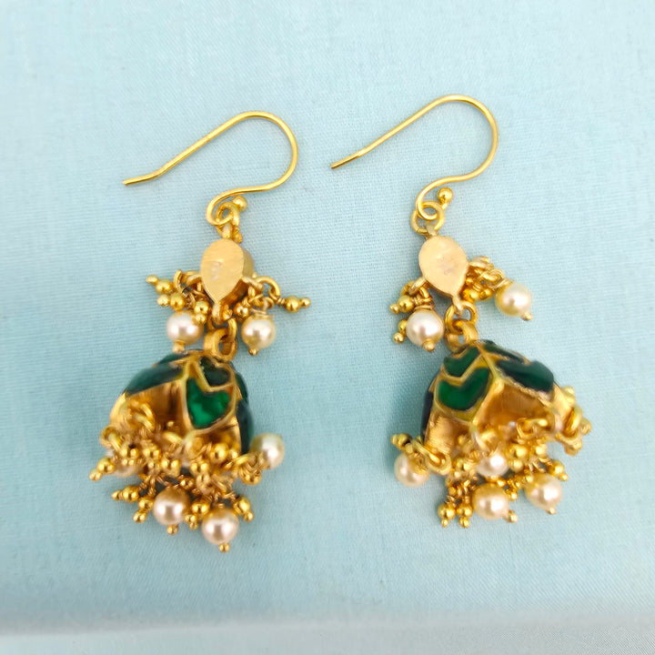 Green Kundan Jhumka