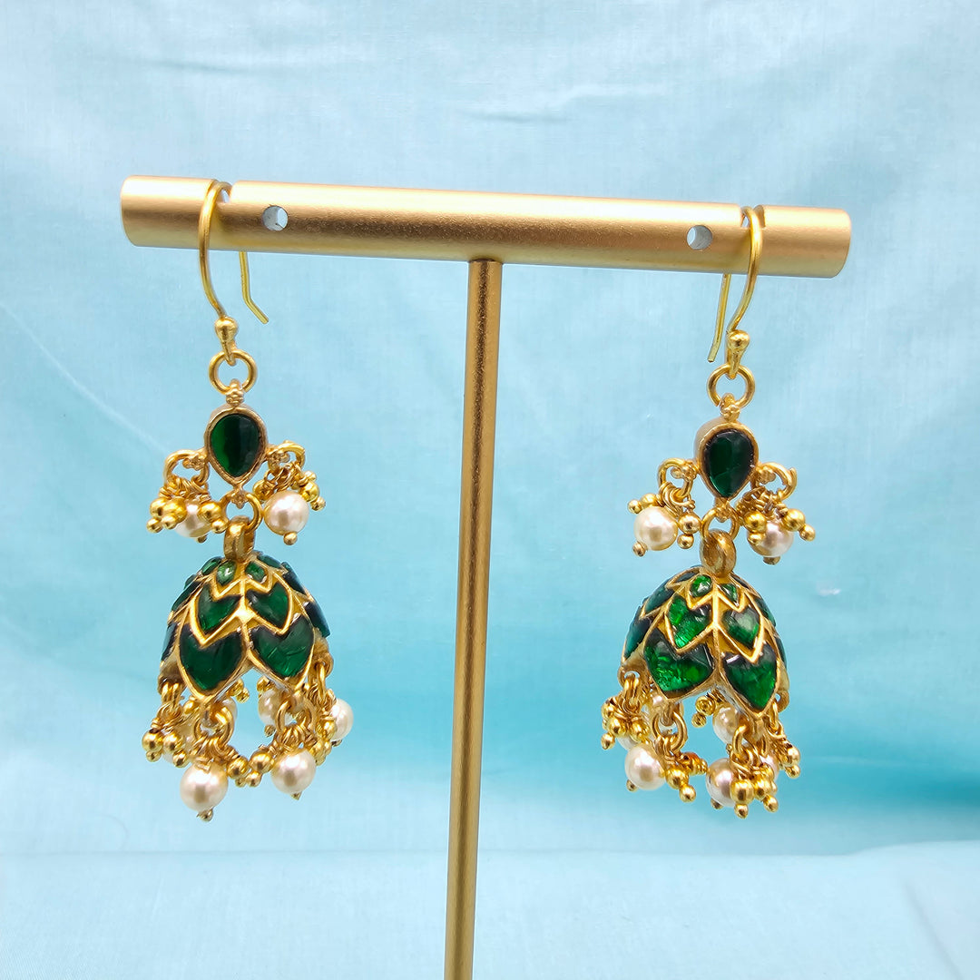 Green Kundan Jhumka